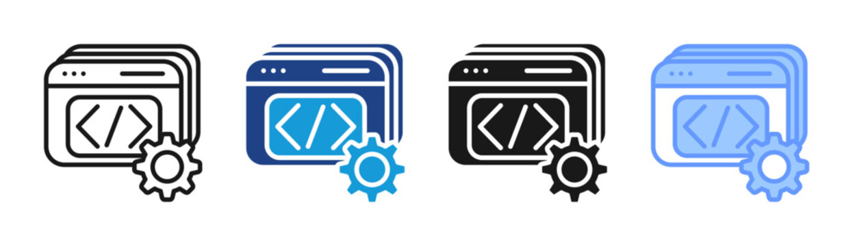 App Development icon set multiple style collection