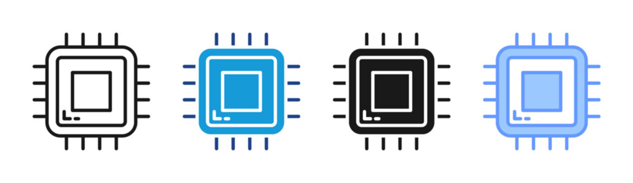 Microchip icon set multiple style collection