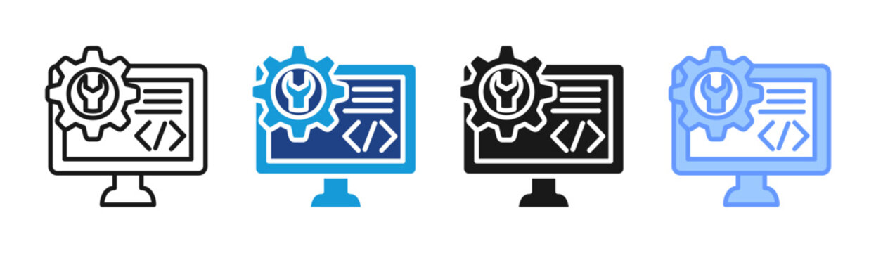 Code Settings icon set multiple style collection