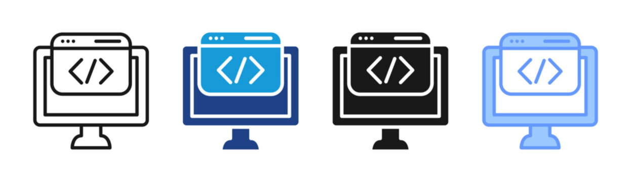 Code Window icon set multiple style collection