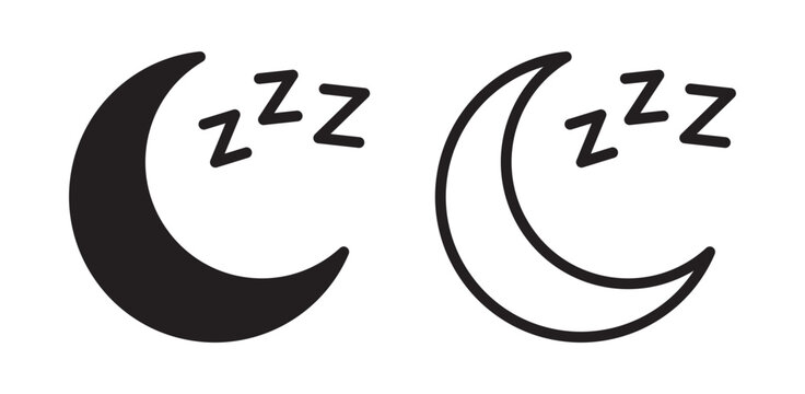 Sleeping Crescent Moon with Zzz Icon for Dream, Night and Calm Relaxation