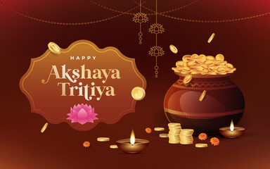 Obraz na płótnie Canvas Happy Akshaya Tritiya Festival Background Design Template