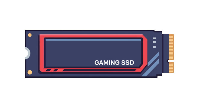 A sleek gaming SSD with a red and blue design on a white background