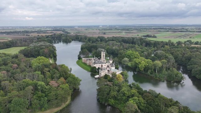 Drone aerial of Franzensburg castle in Laxenburg Austria.