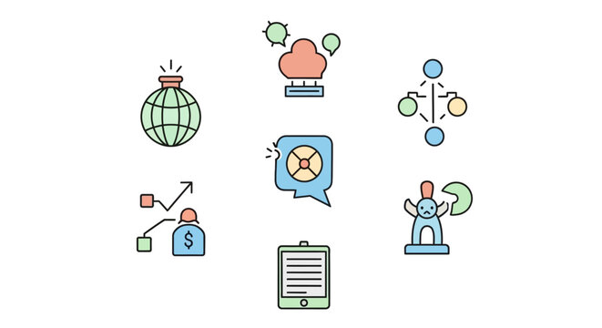 Business icons on white background.