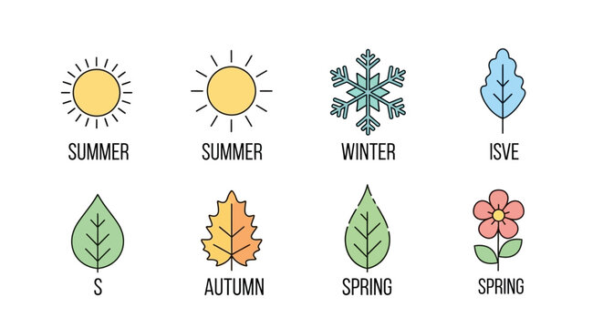 Seasonal icons with leaf and flower.