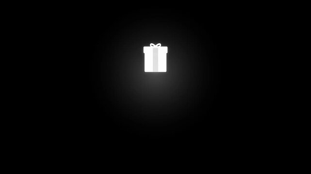 A glowing white gift box with a ribbon appears in a dark space.. suitable for birthday animations, gifts, Christmas presents, or awards. 4K video.