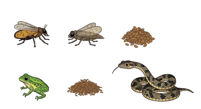 Snake and Amphibian Reptile Friends Together.