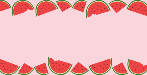 Watermelon Border Banner with Pink Copy Space – Juicy Summer Fruit Frame Design for Food Branding, Party Invitations and Social Media Templates © Urska