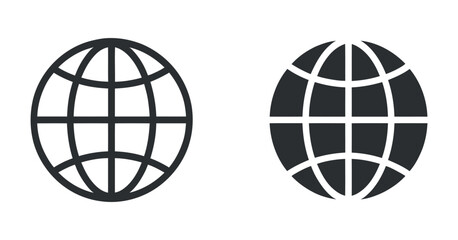 Fototapeta premium Global network connection icon and filled circle symbol on white background