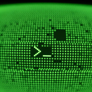 Computer Command Line Prompt on Green Pixelated Grid Monitor