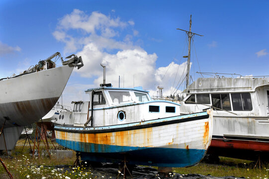 Boats in Disrepair Dry Docked
