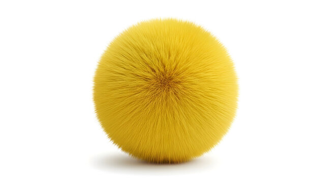 Fluffy yellow sphere isolated on white background