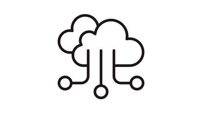 Cloud computing and data network connection vector icon illustration. Minimalist black line art symbol representing digital infrastructure, cloud storage, and internet of things technology. © Taimoor