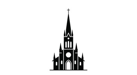 Fototapeta premium Detailed gothic church facade with a striking black silhouette