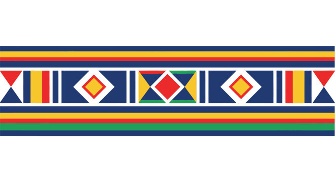 Ndebele Inspired Traditional Geometric Pattern Border Design.