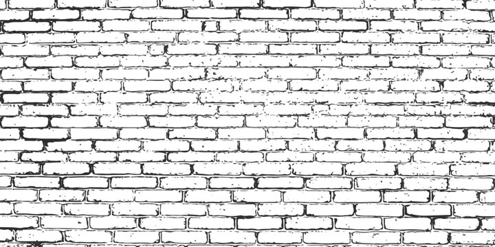 A high contrast black and white artistic sketch representation of a standard brick wall pattern