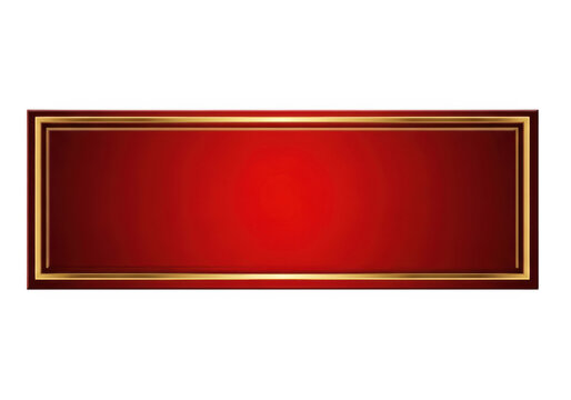 Red gradient rectangle with gold border isolated on transparent background