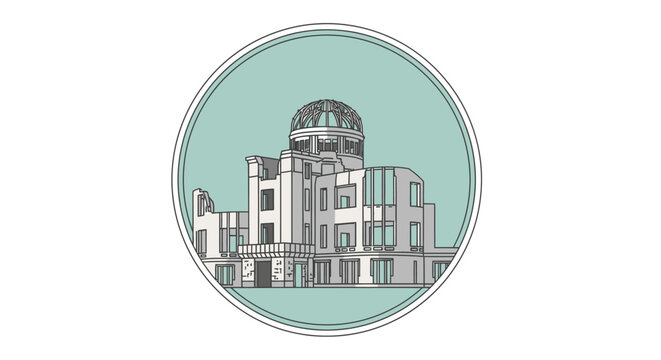Illustration of the Hiroshima Peace Memorial Dome structure.