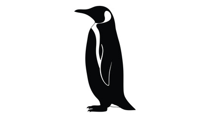 A minimalist black and white silhouette of an emperor penguin in profile © Payara