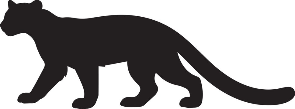 minimalist black and white fossa mammal silhouette vector illustration isolated on dark background