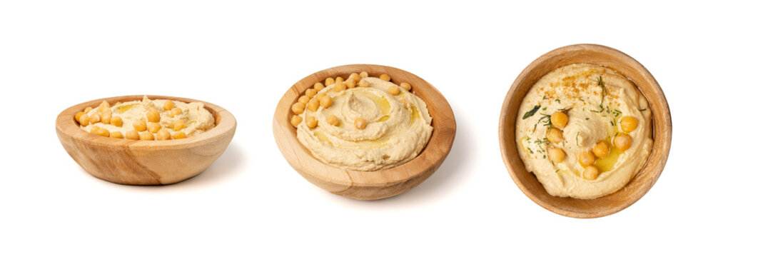 Hummus in bowl, houmous dip, chickpea humus tahini sauce, middle eastern spread