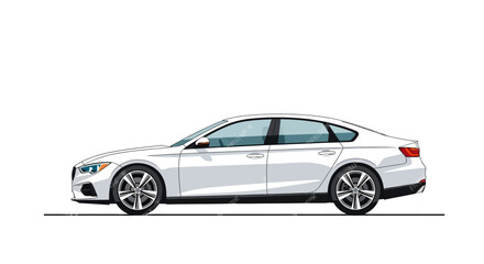 Fototapeta premium Modern white sedan car isolated on white background for transportation