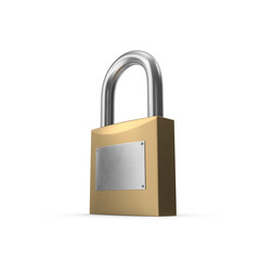 Naklejka premium Brass Padlock with Silver Shackle