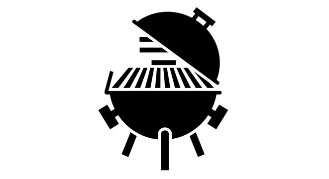 Black silhouette icon of a round charcoal barbecue grill.