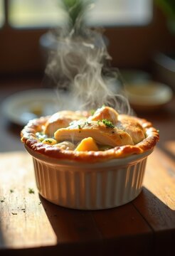 Individual Ramekin Chicken Pot Pie Flaky Crust Comfort Food Rustic Charm