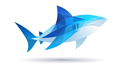 Obraz premium Stylized blue marine creature graphic design swims toward the right side