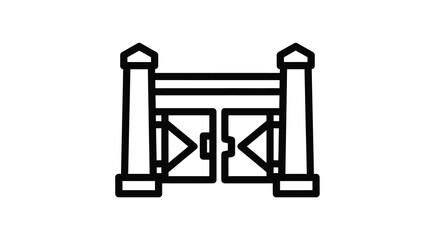 Fototapeta premium Simple black and white line drawing of a classic wooden barn gate