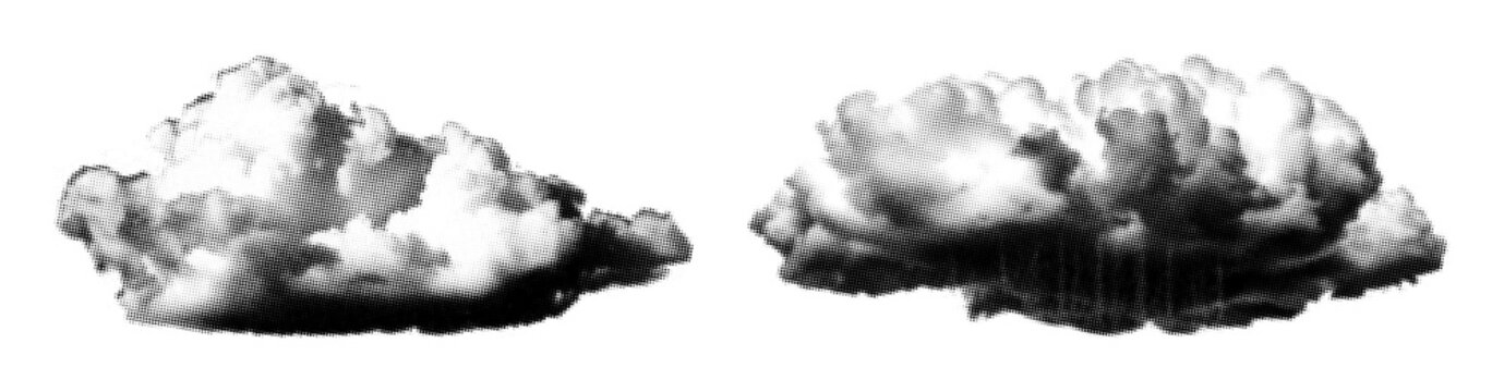 PNG Silhouette of two clouds on transparent background
