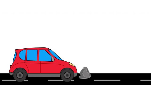 Newton&rsquo;s first law motion, inertia principle animation. Sudden stop car, on load, cargo. Tendency to resist changes in a state of motion, unless external force. Newton, physic example, Footage video