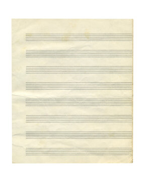 Vintage empty music notebook page isolated. Ruler for recording notes. Music notation elements for design.