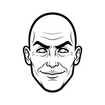 Illustration of a bald man with a sly expression  face only
