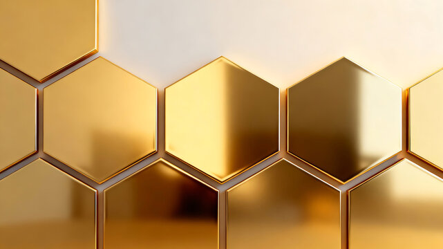 Golden hexagonal wall panels