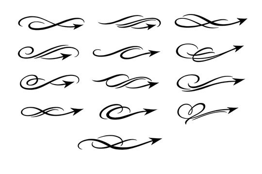 Elegant decorative arrow flourishes and dividers for design elements