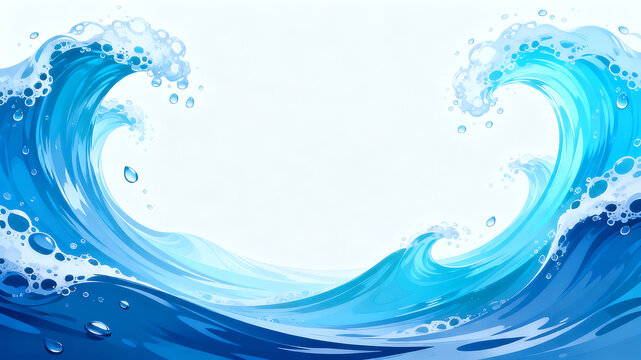 Blue ocean waves with foam