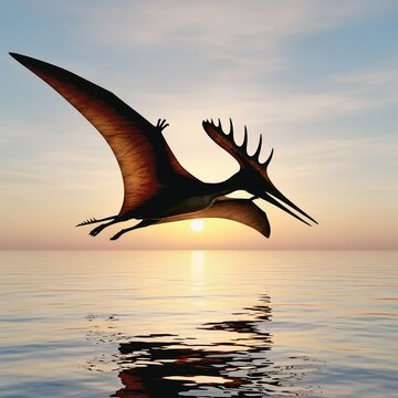 Nyctosaurus Gliding Over Prehistoric Ocean