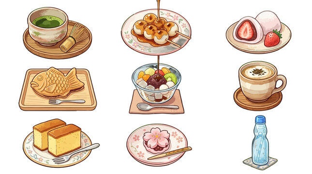 Japanese desserts and drinks collection