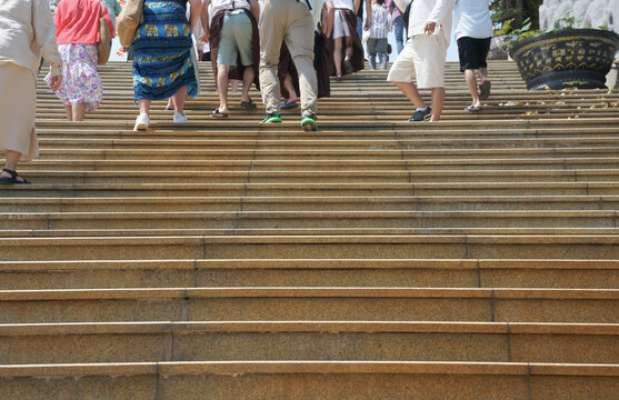 Stairs to the monastery on which pilgrims and tourists climb, Vietnam