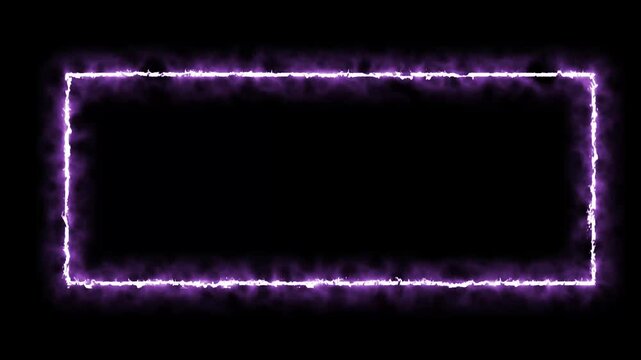 Purple Neon Fire Frame Loop Animation Glowing Border 4K