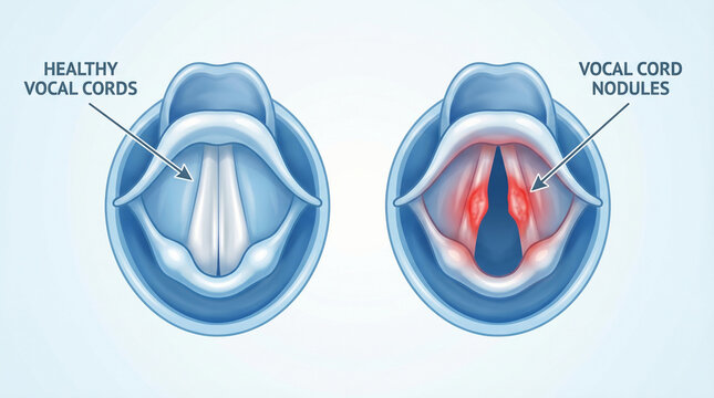 Healthy vs Vocal Cord Nodules Comparison 3D Medical Illustration