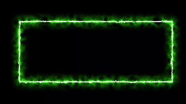Green Flame Frame Loop Animation Toxic Neon Fire Border 4K