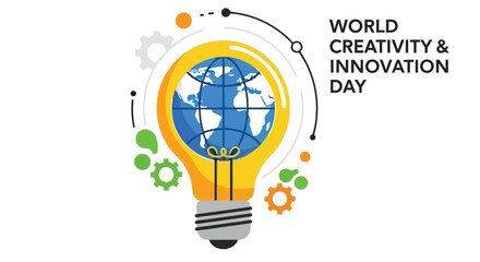 World creativity innovation day concept with a glowing lightbulb and globe © Ziaul_Studio