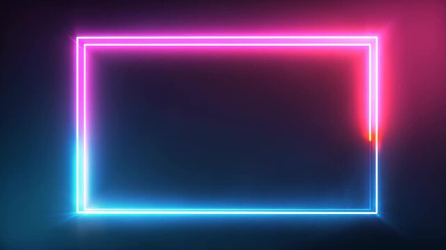 Neon rectangle frames glowing with vibrant gradient colors on black background