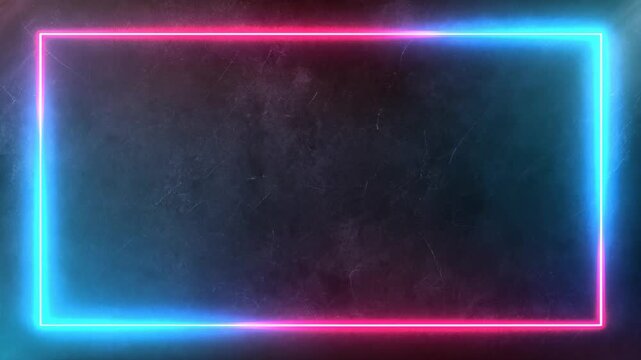 Neon rectangle frames glowing with vibrant gradient colors on black background