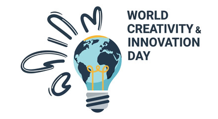 World creativity and innovation day concept with a lightbulb globe illustration © Kawsar_Studio1998