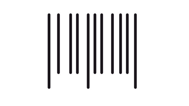 Series of vertical stripes representing a machine-readable sequence for tracking commodities. A minimalist linear icon for stock auditing, supply chain efficiency and quick checkout.